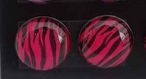 Zebra Print Dome Stud Earrings