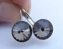 Load image into Gallery viewer, Faceted Grey Glass Earrings on Lever Back Hooks
