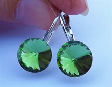 Load image into Gallery viewer, Faceted Light Green Glass Earrings on Lever Back Hooks
