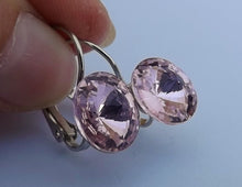 Load image into Gallery viewer, Faceted Light Pink Glass Earrings on Lever Back Hooks
