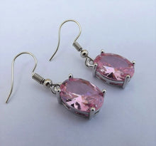 Load image into Gallery viewer, Faceted Pink Crystal Oval Earrings
