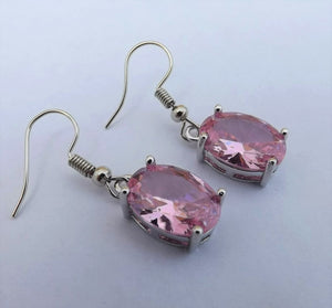 Faceted Pink Crystal Oval Earrings