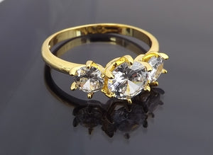 Faux Diamond & Gold Tone Ring (size 10)