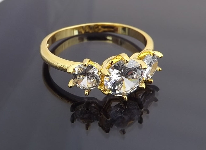 Faux Diamond & Gold Tone Ring (size 10)