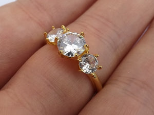 Faux Diamond & Gold Tone Ring (size 10)
