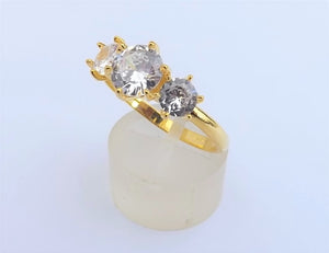 Faux Diamond & Gold Tone Ring (size 10)
