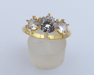 Faux Diamond & Gold Tone Ring (size 10)