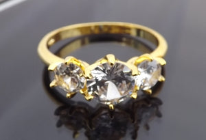 Faux Diamond & Gold Tone Ring (size 10)