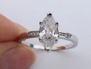 Faux Diamond & Silver Tone Costume Ring (size 10)