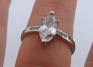 Faux Diamond & Silver Tone Costume Ring (size 10)