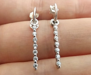 Faux Diamond & Silver Tone Drop Earrings