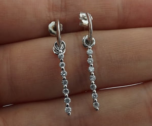 Faux Diamond & Silver Tone Drop Earrings