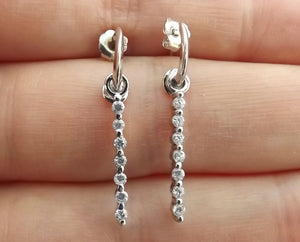 Faux Diamond & Silver Tone Drop Earrings