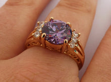 Load image into Gallery viewer, Faux Diamonds, Purple &amp; Gold Tone Costume Ring (size 10)
