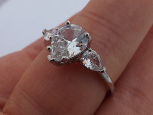 Faux Diamonds & Silver Tone Costume Ring (size 10)