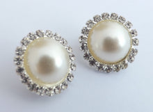 Load image into Gallery viewer, Faux Pearl &amp; Faux Diamonds Clip on Earrings
