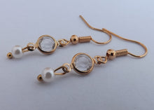 Load image into Gallery viewer, Faux Pearl &amp; Gold Tone Drop Earrings
