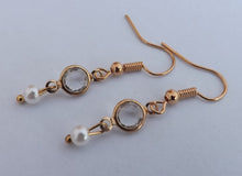 Load image into Gallery viewer, Faux Pearl &amp; Gold Tone Drop Earrings
