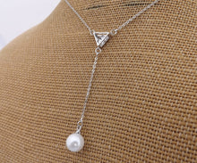 Load image into Gallery viewer, Crushed Seashell Pearl on Triangular Drop, Pendant Necklace
