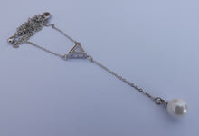 Load image into Gallery viewer, Crushed Seashell Pearl on Triangular Drop, Pendant Necklace
