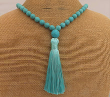 Load image into Gallery viewer, Faux Turquoise Beads &amp; Tassel, Pendant Necklace
