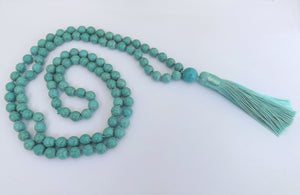 Faux Turquoise Beads & Tassel, Pendant Necklace