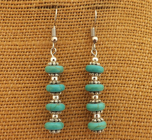 Faux Turquoise Layered Bead Earrings