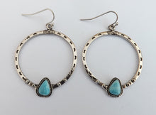 Load image into Gallery viewer, Faux Turquoise &amp; Silver Tone Round Drop Earrings
