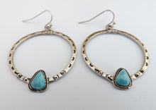 Load image into Gallery viewer, Faux Turquoise &amp; Silver Tone Round Drop Earrings
