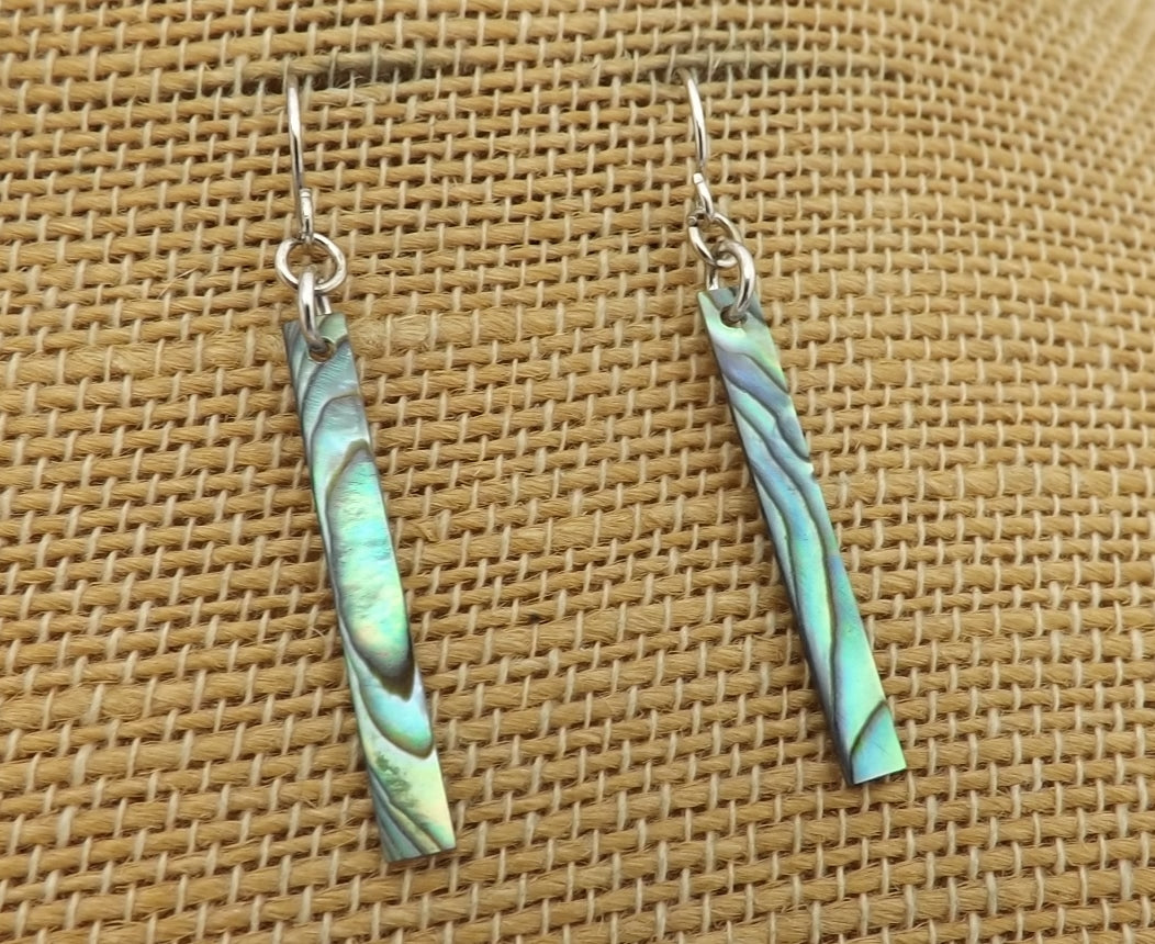 Fine Paua Rectangle Drop Earrings