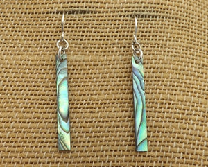 Fine Paua Rectangle Drop Earrings