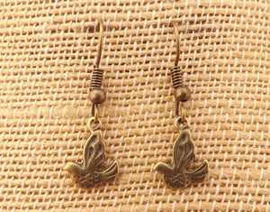 Flying Bird Bronze Tone Earrings