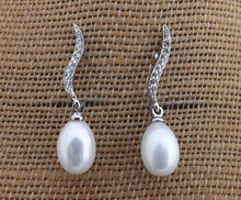 Load image into Gallery viewer, Freshwater Pearl &amp; Diamantes Drop Stud Earrings
