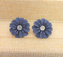 Load image into Gallery viewer, Frosted Blue Flower Stud Earrings
