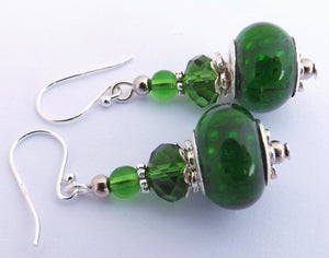 Glittery Green Acrylic Bead Earrings