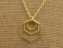 Load image into Gallery viewer, Gold Tone Hexagon Pendant Necklace
