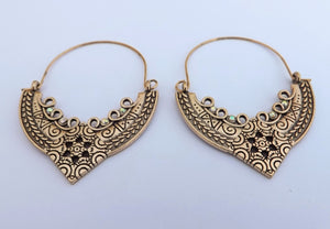 Hoop Style Drop Earrings with Diamantes (Gold or Silver Tone)