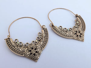 Hoop Style Drop Earrings with Diamantes (Gold or Silver Tone)