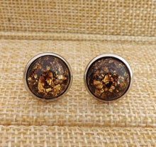 Load image into Gallery viewer, Gold &amp; Black Glittery Stud Earrings
