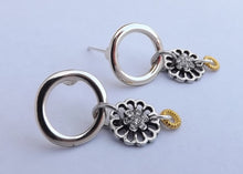 Load image into Gallery viewer, Gold &amp; Silver Drop Earrings on Stud Setting
