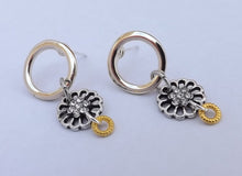 Load image into Gallery viewer, Gold &amp; Silver Drop Earrings on Stud Setting
