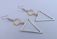 Load image into Gallery viewer, Gold &amp; Silver Tone Geometric Drop Earrings
