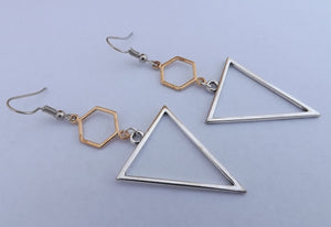 Gold & Silver Tone Geometric Drop Earrings