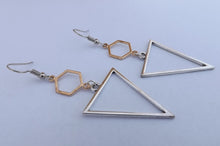 Load image into Gallery viewer, Gold &amp; Silver Tone Geometric Drop Earrings
