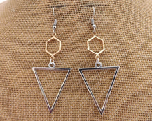 Load image into Gallery viewer, Gold &amp; Silver Tone Geometric Drop Earrings
