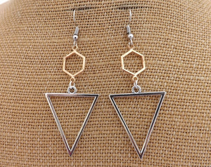 Gold & Silver Tone Geometric Drop Earrings