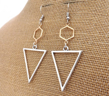 Load image into Gallery viewer, Gold &amp; Silver Tone Geometric Drop Earrings
