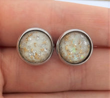 Load image into Gallery viewer, Gold, Silver &amp; Cream Stud Earrings
