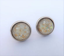 Load image into Gallery viewer, Gold, Silver &amp; Cream Stud Earrings
