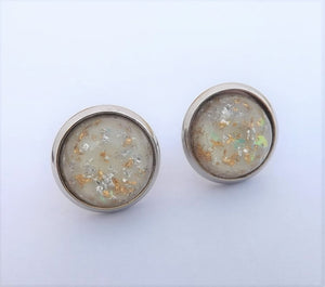 Gold, Silver & Cream Stud Earrings